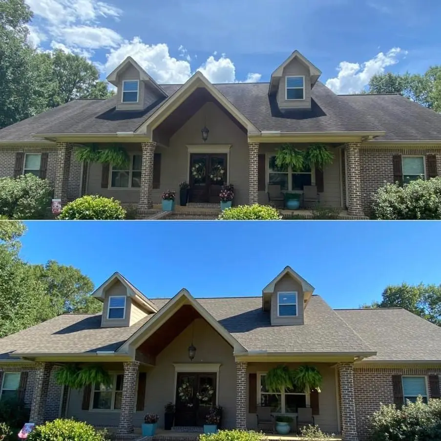 Before and after roof cleaning comparison