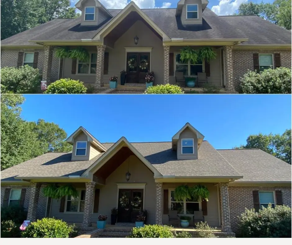 Roof before and after soft washing